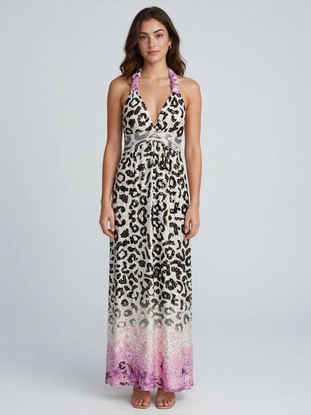 Shoreline White Leopard Print Maxi Dress with Purple Accents